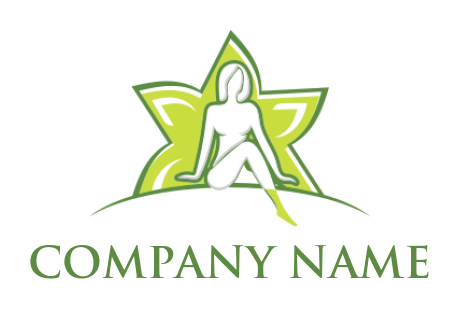 spa logo template woman sitting in star flower - logodesign.net