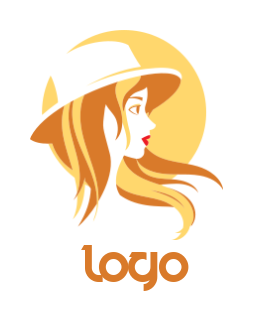 fashion logo woman wear hat in front of circle