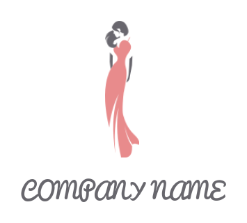 Fashion logo woman wearing long dress