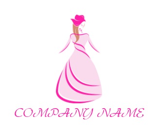 fashion logo template woman wearing long dress and hat