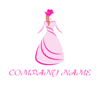 woman wearing long dress and hat logo