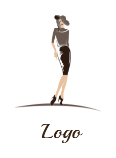 fashion logo online woman wearing modern dress and hat