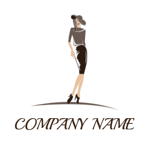 Fashion logo woman wearing modern dress and hat
