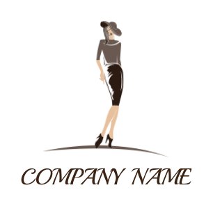 Fashion logo woman wearing modern dress and hat