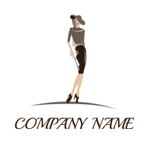 fashion logo online woman wearing modern dress and hat