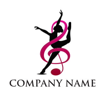 entertainment logo women dancing and music note