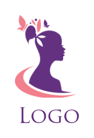 beauty logo woman silhouette with swoosh