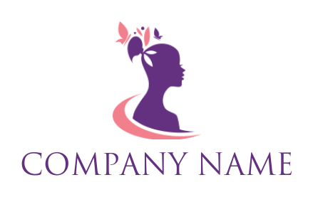 beauty logo woman silhouette with swoosh
