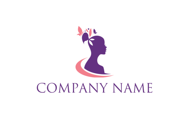 beauty logo woman silhouette with swoosh