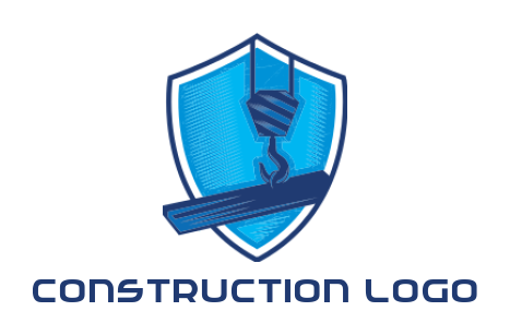 construction logo wood and hooker inside shield