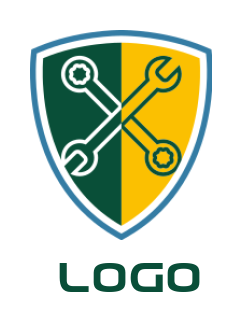 security logo wrench ratchet spanner in shield