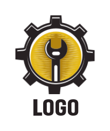 make an engineering logo maker wrench in gear