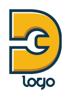 Letter D logo template wrench inside letter D 
