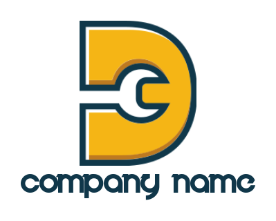 Letter D logo template wrench inside letter D 