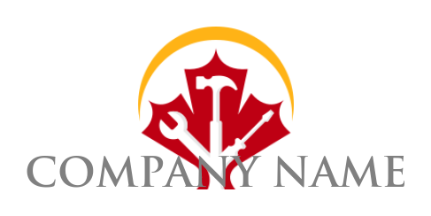 wrench screw driver hammer forming Canadian maple leaf