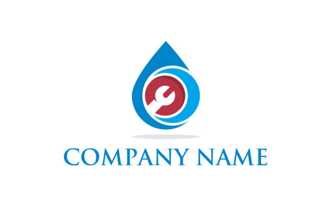 energy logo icon wrench in abstract water drop