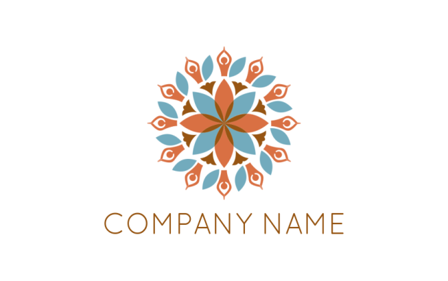 yoga people forming mandala pattern logo creator