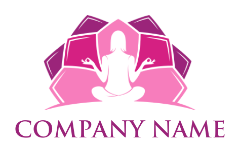 design a spirituality logo yoga woman sitting in lotus flower 