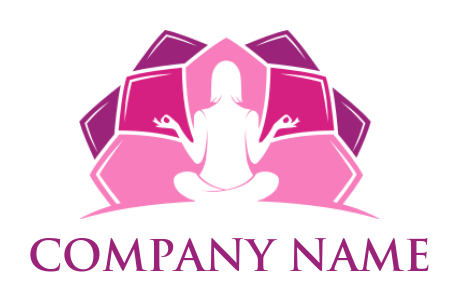 design a spirituality logo yoga woman sitting in lotus flower 