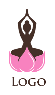 Yoga woman sitting on lotus flower maker