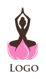 spirituality logo template Yoga woman sitting on lotus flower - logodesign.net