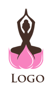 Yoga woman sitting on lotus flower maker