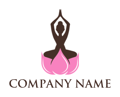 spirituality logo template Yoga woman sitting on lotus flower - logodesign.net