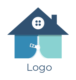 fashion logo maker of zip on house with button