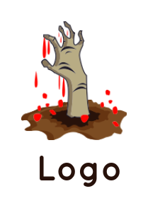 games logo zombie hand blood coming from grave