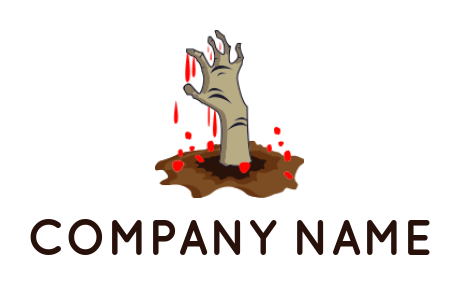 design a games logo zombie hand with blood coming out from grave 