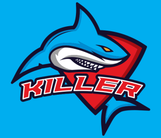 animal logo angry shark mascot in shield
