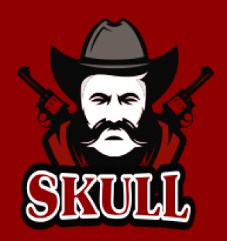 games logo cowboy mascot with scarf and guns