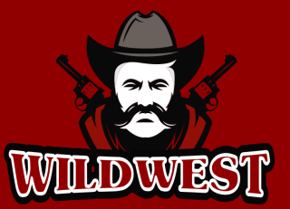 games logo cowboy mascot with scarf and guns