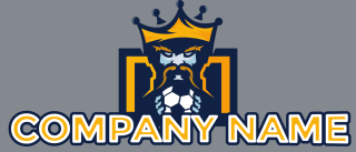 king mascot wearing crown holding soccer ball 