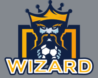 sports logo king holding soccer ball