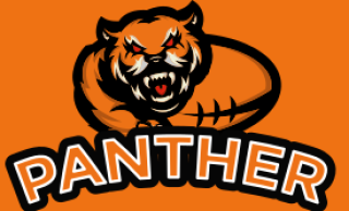animal logo angry tiger mascot with football