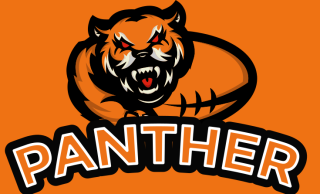 tiger mascot with red eyes in front of football logo idea