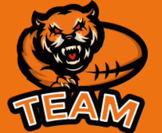 animal logo angry tiger mascot with football