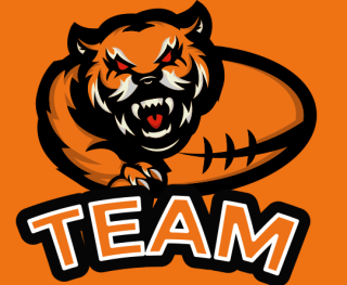 animal logo angry tiger mascot with football