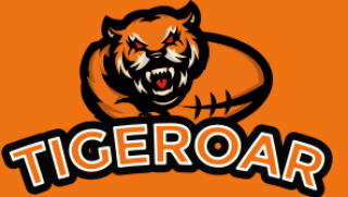 animal logo angry tiger mascot with football