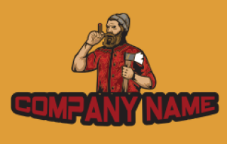 handyman logo lumberjack with axe and cigar
