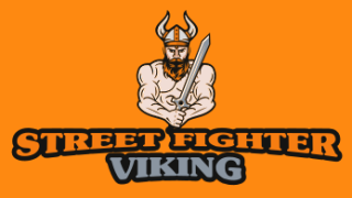 sports logo viking man with sword and helmet