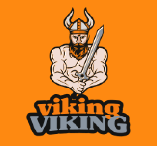 sports logo viking man with sword and helmet