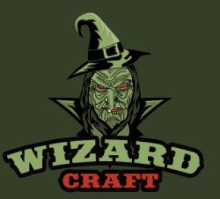 games logo black hat witch mascot