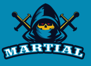 games logo skull in hoodie with swords