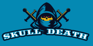 games logo skull in hoodie with swords