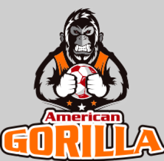 games logo gorilla mascot with soccer ball