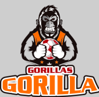 games logo gorilla mascot with soccer ball