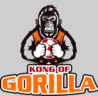 games logo gorilla with soccer ball mascot