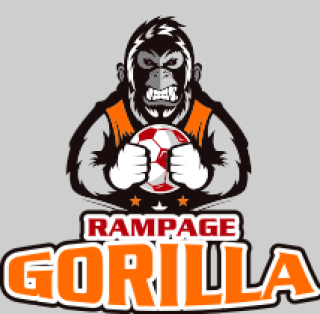 games logo gorilla mascot with soccer ball